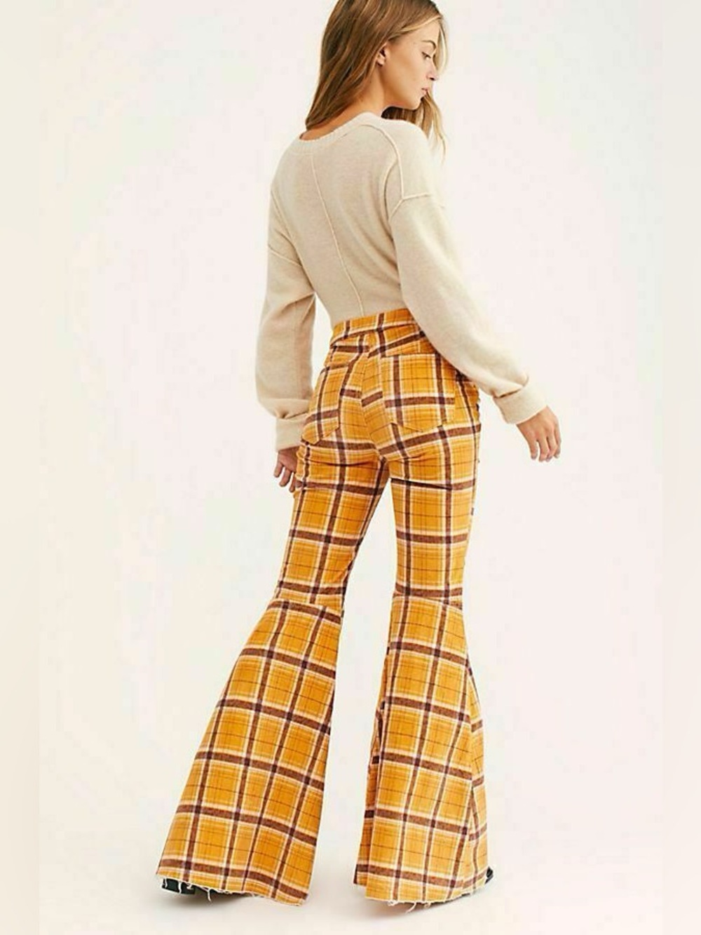 We The Free 28 Plaid Flared Corduroy Pants - Picture 3 of 6